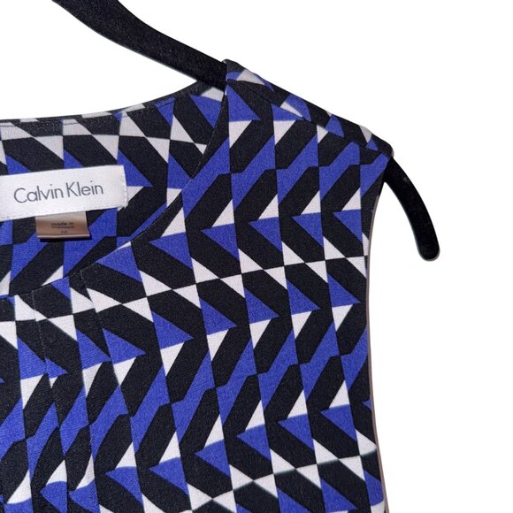 Calvin Klein Womens Geometric Sleeveless Top Medium - Picture 2 of 5